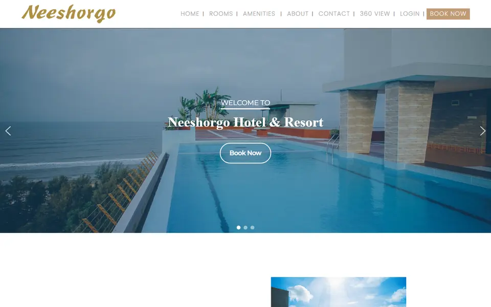 Neeshorgo Hotel & Resort homepage screenshot